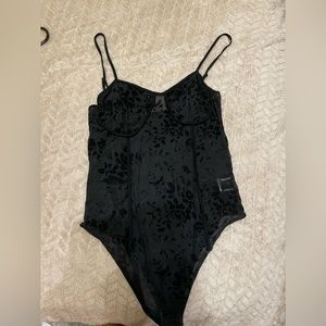 flocked mesh bustier cami bodysuit